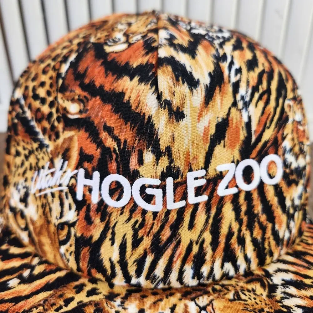 VTG J-Hats Utah's Hogle Zoo Snapback Hat Orange Tiger All Over Print Made in USA